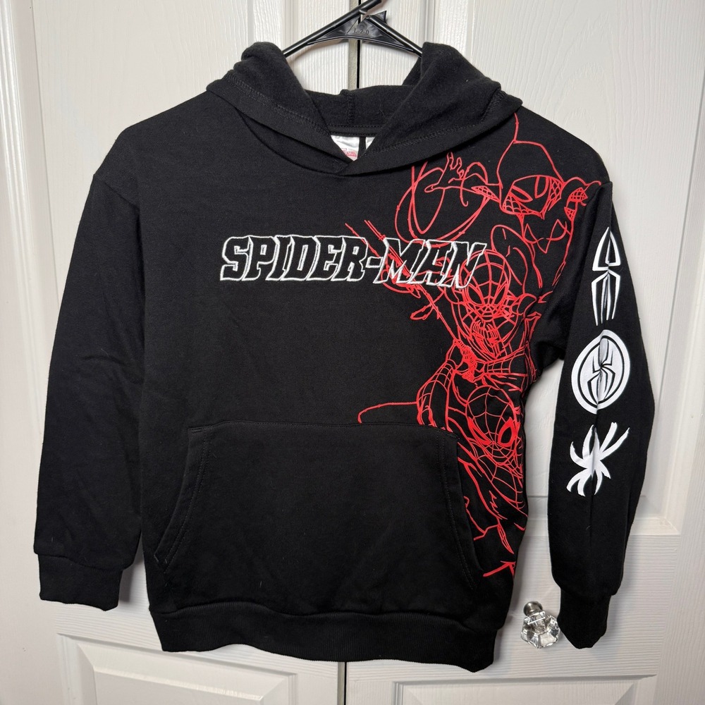 Kids Marvel Spider Man Black Graphic Hoodie Size 8 NWOT